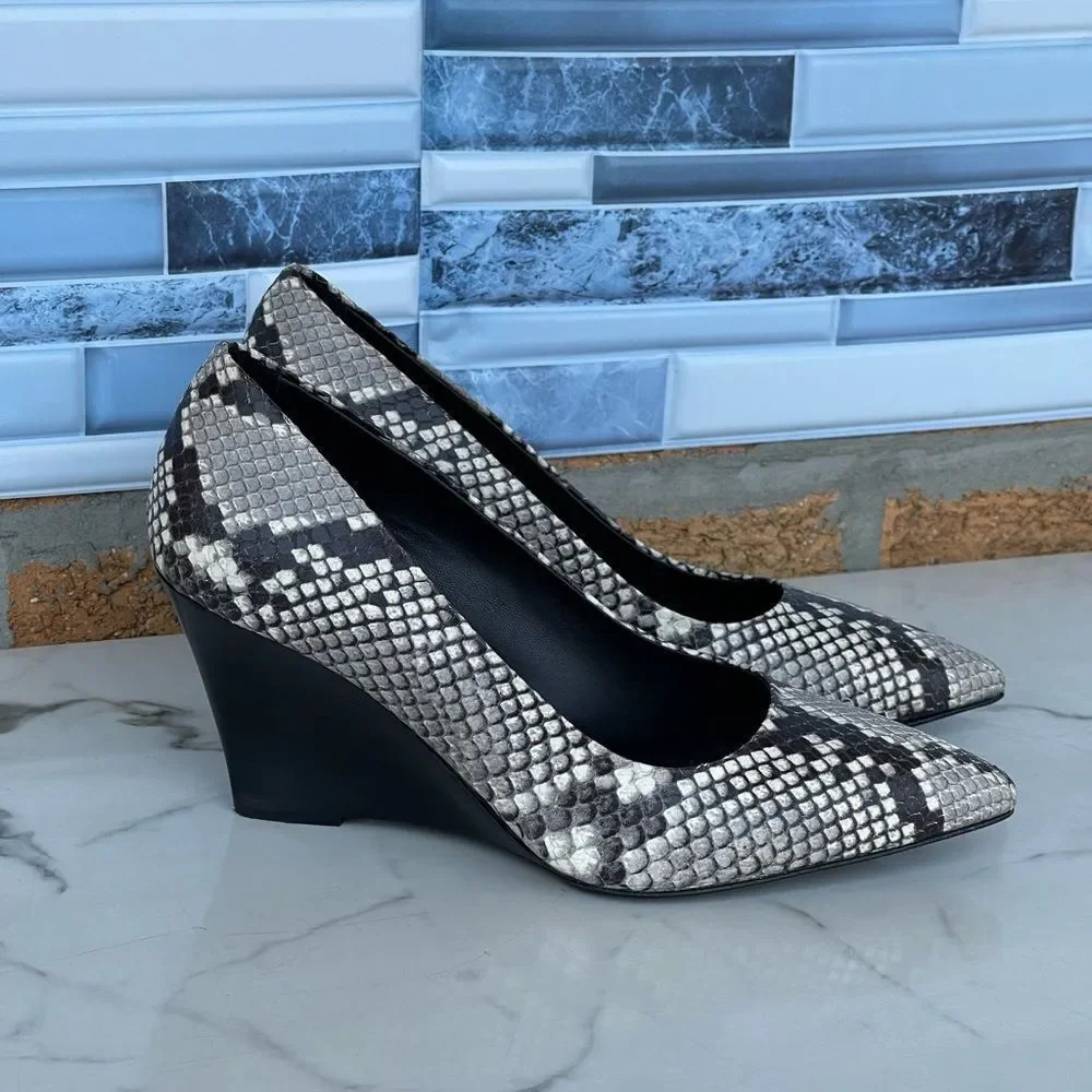 M.Gemi  Snakeskin Print Wedge Heels 35